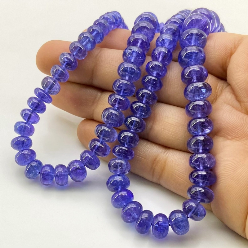 Tanzanite 6-12mm Smooth Rondelle Shape AA+ Grade Gemstone Beads Strand - Total 1 Strand of 22 Inch.