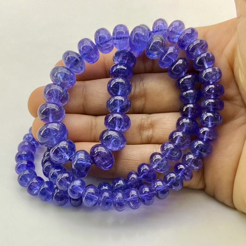 Tanzanite 6-12mm Smooth Rondelle Shape AA+ Grade Gemstone Beads Strand - Total 1 Strand of 22 Inch.