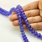 Tanzanite 6-12mm Smooth Rondelle Shape AA+ Grade Gemstone Beads Strand - Total 1 Strand of 22 Inch.