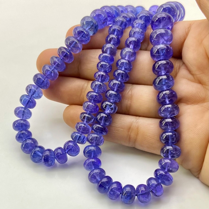 Tanzanite 6-12mm Smooth Rondelle Shape AA+ Grade Gemstone Beads Strand - Total 1 Strand of 22 Inch.