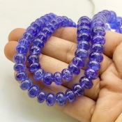 Tanzanite 6-12mm Smooth Rondelle Shape AA+ Grade Gemstone Beads Strand - Total 1 Strand of 22 Inch.