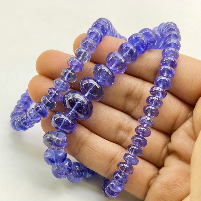 Tanzanite 5.5-14mm Smooth Rondelle Shape AA+ Grade Gemstone Beads Strand - Total 1 Strand of 23 Inch.