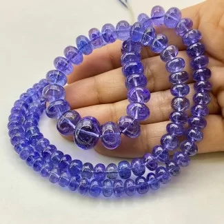 Tanzanite 5.5-14mm Smooth Rondelle Shape AA+ Grade Gemstone Beads Strand - Total 1 Strand of 23 Inch.