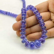 Tanzanite 5.5-14mm Smooth Rondelle Shape AA+ Grade Gemstone Beads Strand - Total 1 Strand of 23 Inch.