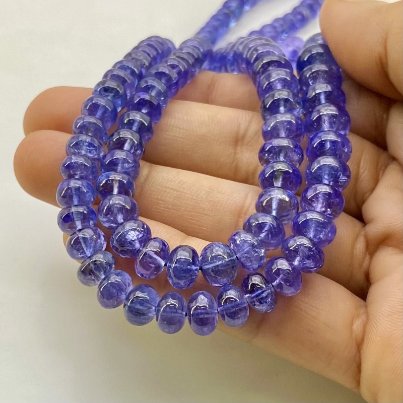 Tanzanite 5.5-14mm Smooth Rondelle Shape AA+ Grade Gemstone Beads Strand - Total 1 Strand of 23 Inch.