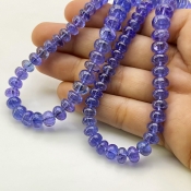 Tanzanite 5.5-14mm Smooth Rondelle Shape AA+ Grade Gemstone Beads Strand - Total 1 Strand of 23 Inch.