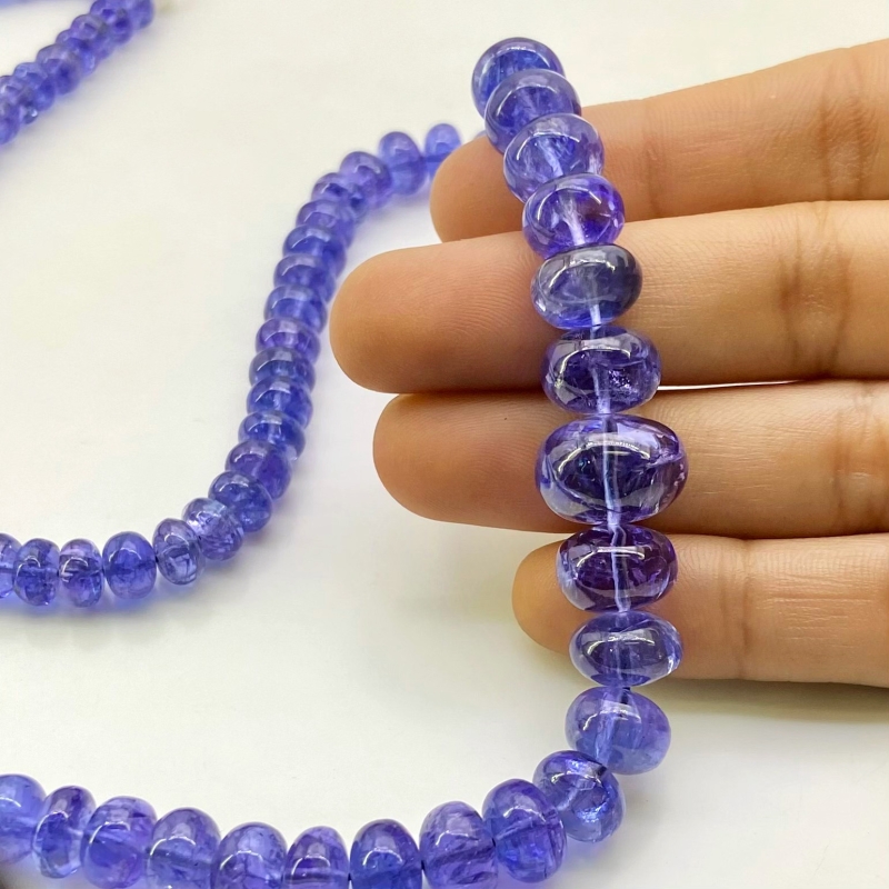 Tanzanite 5.5-14mm Smooth Rondelle Shape AA+ Grade Gemstone Beads Strand - Total 1 Strand of 23 Inch.