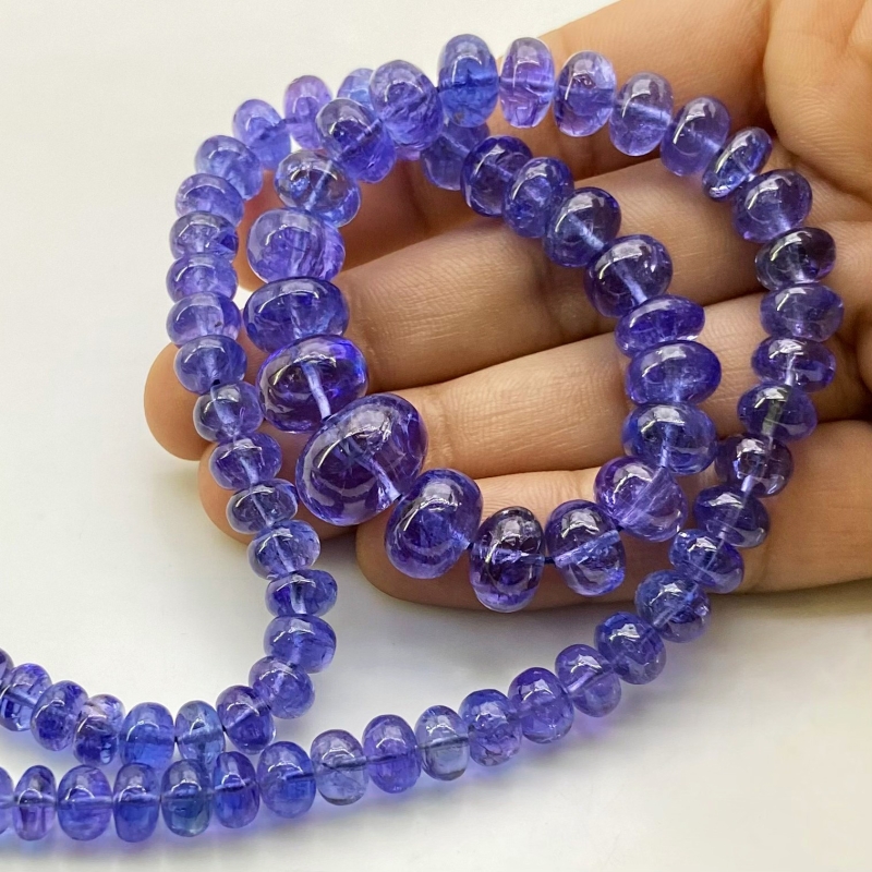 Tanzanite 5.5-14mm Smooth Rondelle Shape AA+ Grade Gemstone Beads Strand - Total 1 Strand of 23 Inch.