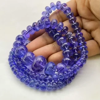 Tanzanite 6-17.5mm Smooth Rondelle Shape AA+ Grade Gemstone Beads Strand - Total 1 Strand of 23 Inch.