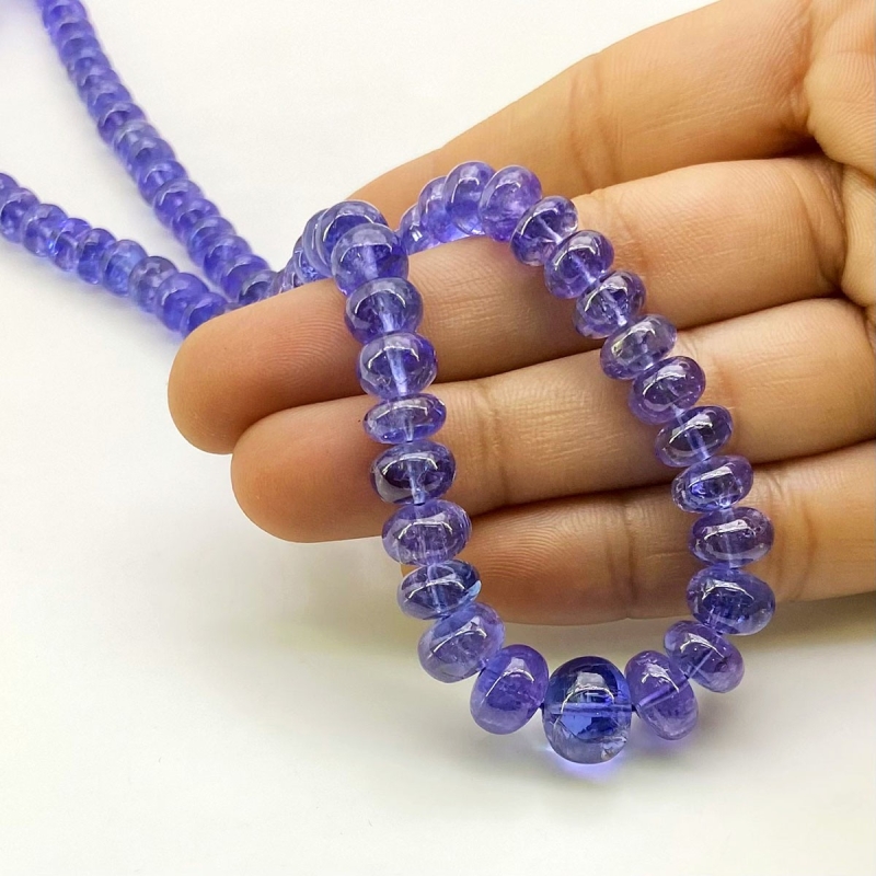 Tanzanite 6-10.5mm Smooth Rondelle Shape AA+ Grade Gemstone Beads Strand - Total 1 Strand of 16 Inch.