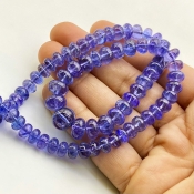 Tanzanite 6-10.5mm Smooth Rondelle Shape AA+ Grade Gemstone Beads Strand - Total 1 Strand of 16 Inch.