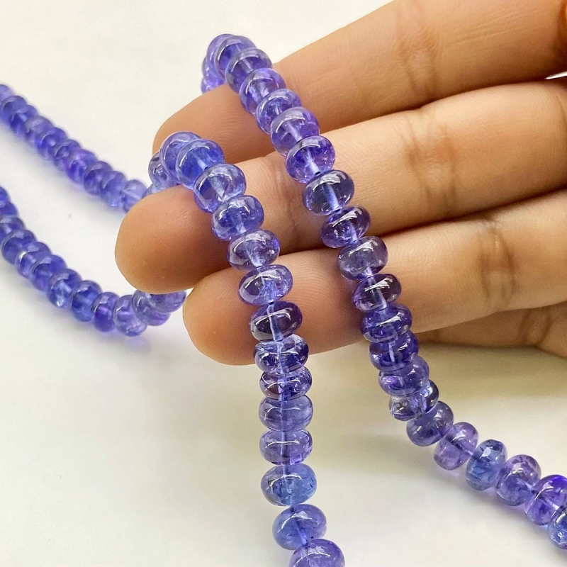 Tanzanite 6-10.5mm Smooth Rondelle Shape AA+ Grade Gemstone Beads Strand - Total 1 Strand of 16 Inch.