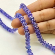 Tanzanite 6-10.5mm Smooth Rondelle Shape AA+ Grade Gemstone Beads Strand - Total 1 Strand of 16 Inch.