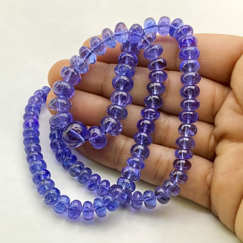 Tanzanite 6-10.5mm Smooth Rondelle Shape AA+ Grade Gemstone Beads Strand - Total 1 Strand of 16 Inch.