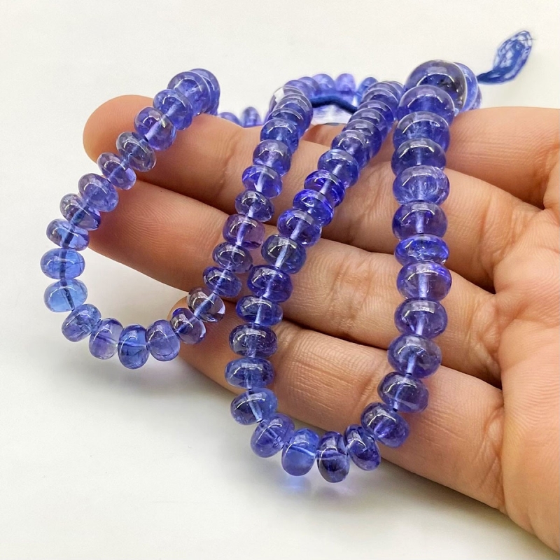 Tanzanite 6-10.5mm Smooth Rondelle Shape AA+ Grade Gemstone Beads Strand - Total 1 Strand of 16 Inch.