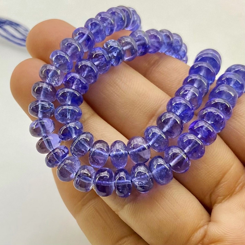 Tanzanite 6-10.5mm Smooth Rondelle Shape AA+ Grade Gemstone Beads Strand - Total 1 Strand of 16 Inch.