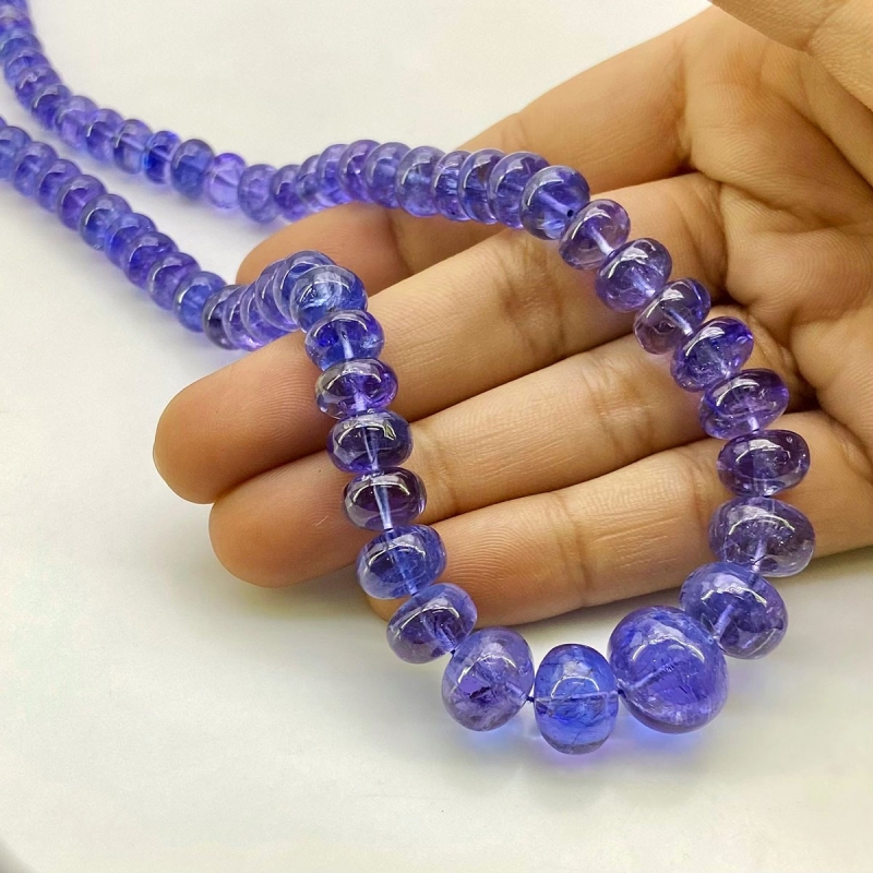 Tanzanite 7-13.5mm Smooth Rondelle Shape AA+ Grade Gemstone Beads Strand - Total 1 Strand of 16 Inch.