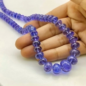 Tanzanite 7-13.5mm Smooth Rondelle Shape AA+ Grade Gemstone Beads Strand - Total 1 Strand of 16 Inch.