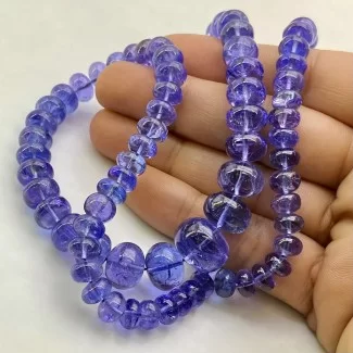 Tanzanite 7-13.5mm Smooth Rondelle Shape AA+ Grade Gemstone Beads Strand - Total 1 Strand of 16 Inch.