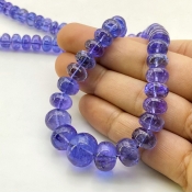 Tanzanite 7-13.5mm Smooth Rondelle Shape AA+ Grade Gemstone Beads Strand - Total 1 Strand of 16 Inch.