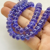 Tanzanite 7-13.5mm Smooth Rondelle Shape AA+ Grade Gemstone Beads Strand - Total 1 Strand of 16 Inch.