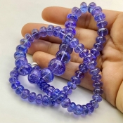 Tanzanite 7-13.5mm Smooth Rondelle Shape AA+ Grade Gemstone Beads Strand - Total 1 Strand of 16 Inch.