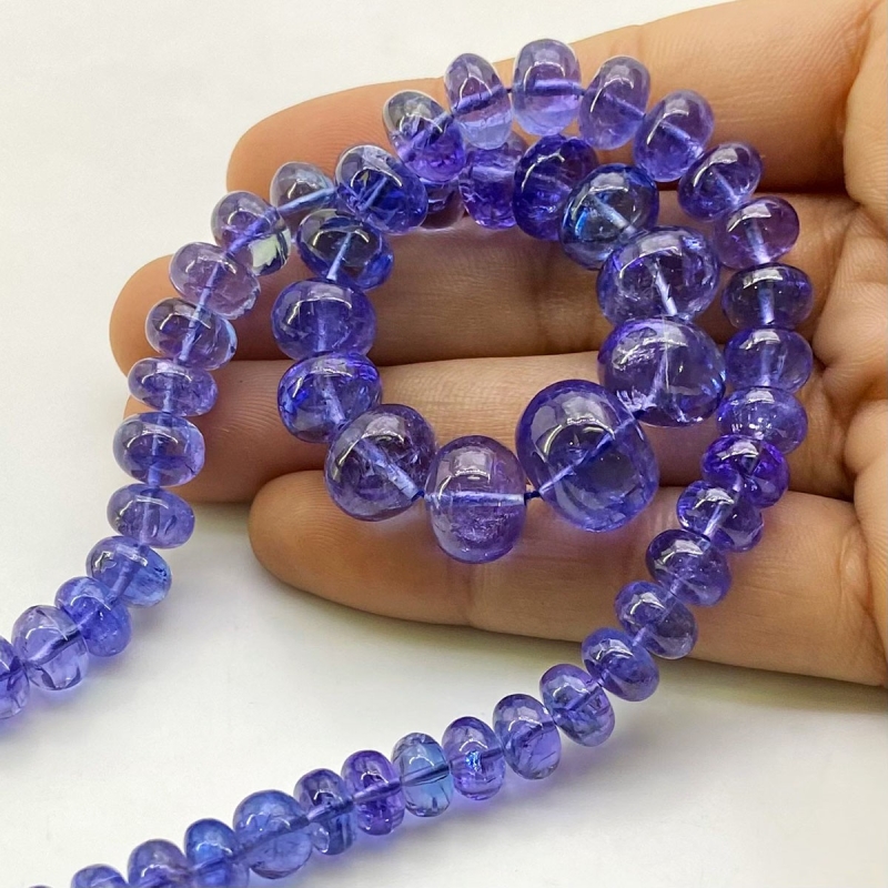 Tanzanite 7-13.5mm Smooth Rondelle Shape AA+ Grade Gemstone Beads Strand - Total 1 Strand of 16 Inch.