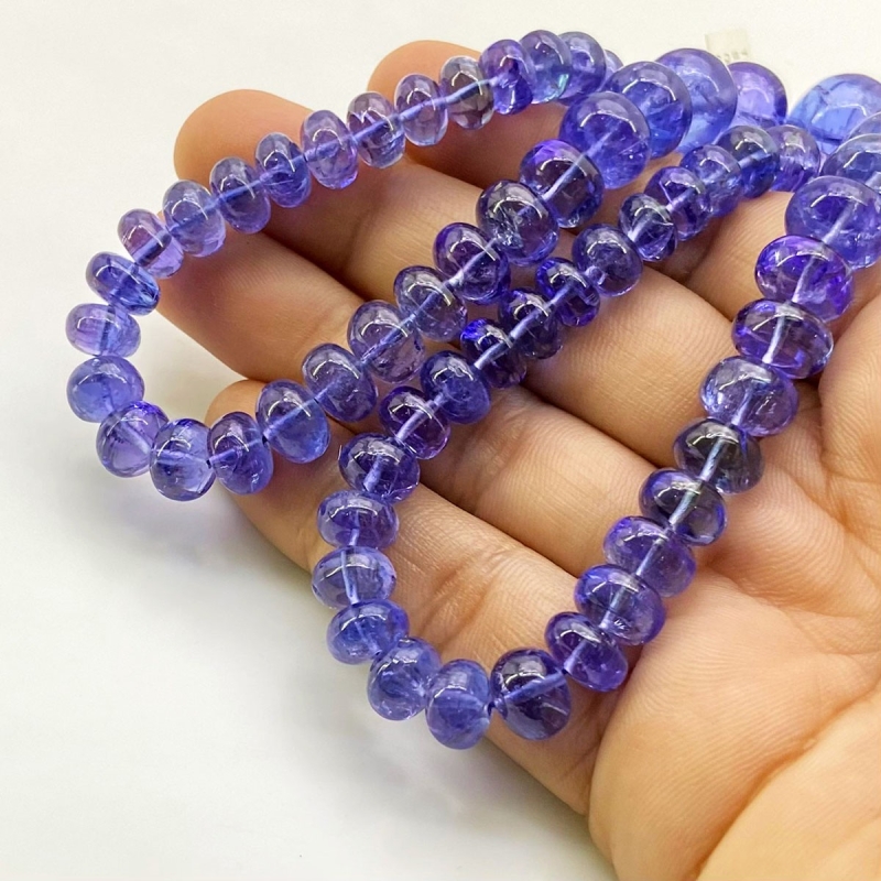 Tanzanite 7-13.5mm Smooth Rondelle Shape AA+ Grade Gemstone Beads Strand - Total 1 Strand of 16 Inch.