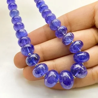 Tanzanite 7-14.5mm Smooth Rondelle Shape AA+ Grade Gemstone Beads Strand - Total 1 Strand of 8 Inch.