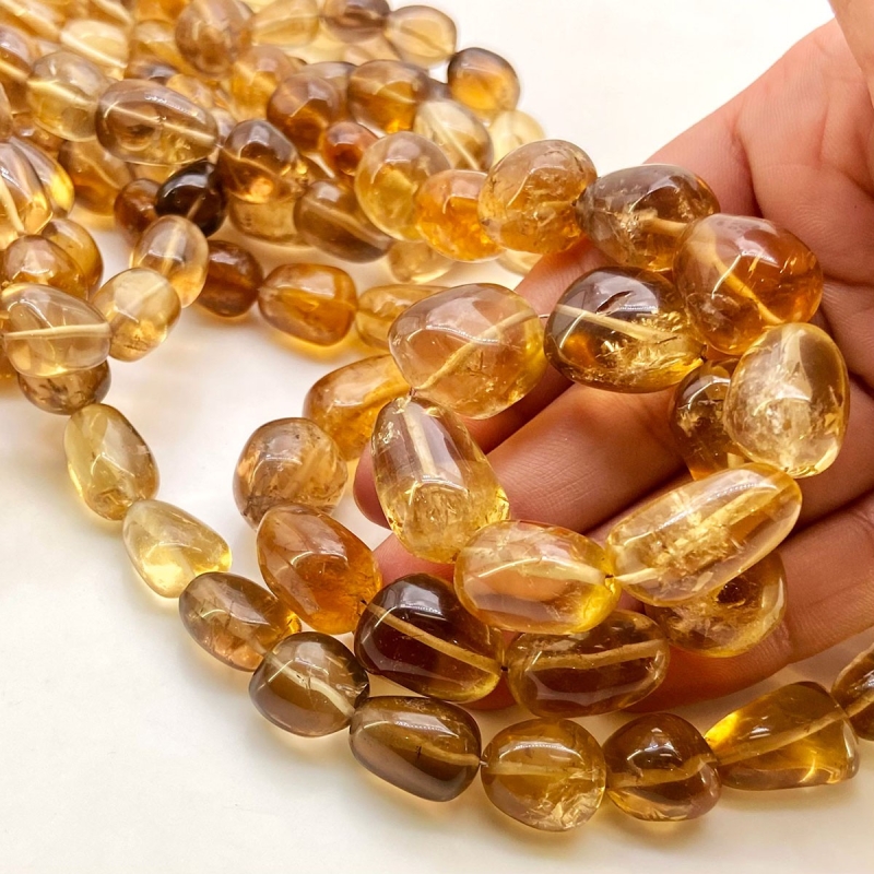 Whisky Quartz 10-19mm Smooth Nugget Shape A Grade Gemstone Beads Lot - Total 3 Strands of 24 Inch.
