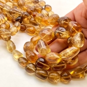 Whisky Quartz 10-19mm Smooth Nugget Shape A Grade Gemstone Beads Lot - Total 3 Strands of 24 Inch.