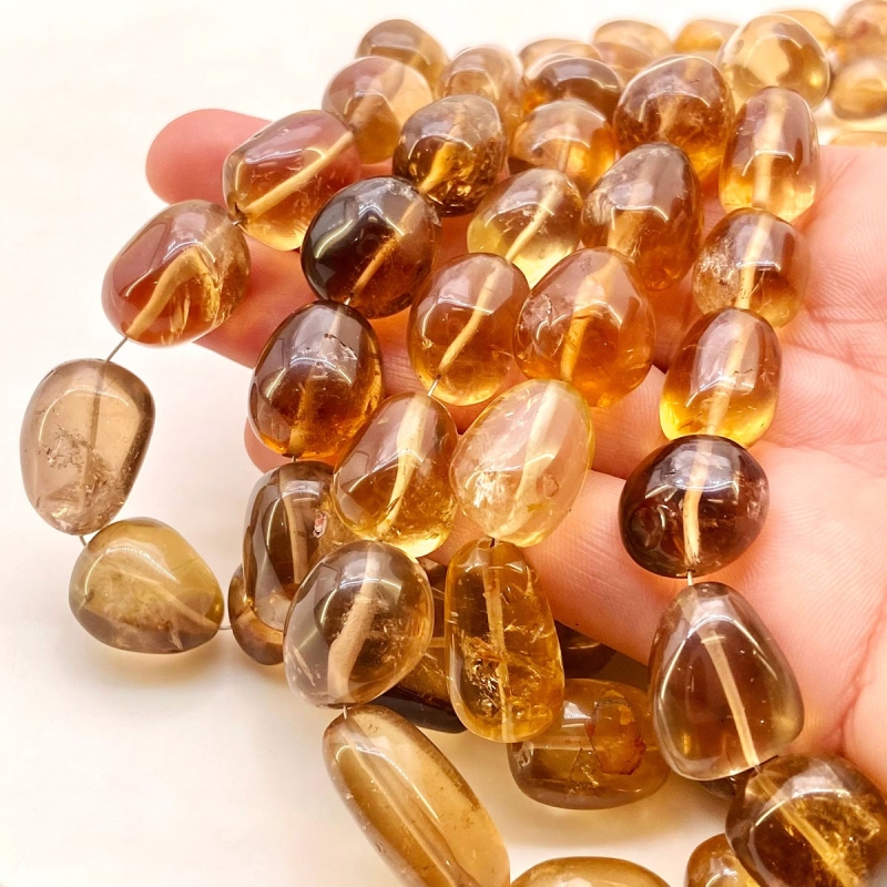 Whisky Quartz 10-19mm Smooth Nugget Shape A Grade Gemstone Beads Lot - Total 3 Strands of 24 Inch.