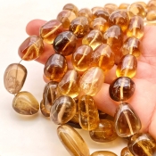 Whisky Quartz 10-19mm Smooth Nugget Shape A Grade Gemstone Beads Lot - Total 3 Strands of 24 Inch.