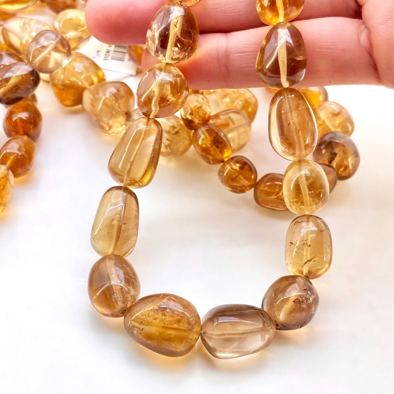 Whisky Quartz 10-19mm Smooth Nugget Shape A Grade Gemstone Beads Lot - Total 3 Strands of 24 Inch.