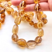Whisky Quartz 10-19mm Smooth Nugget Shape A Grade Gemstone Beads Lot - Total 3 Strands of 24 Inch.