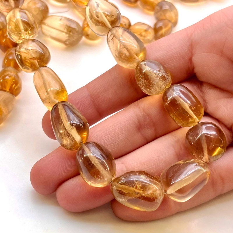 Whisky Quartz 10-19mm Smooth Nugget Shape A Grade Gemstone Beads Lot - Total 3 Strands of 24 Inch.