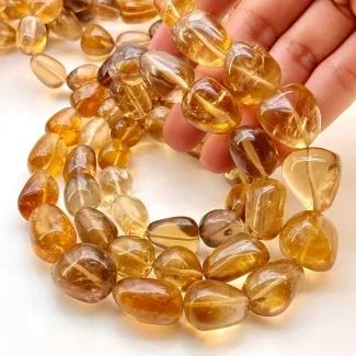 Whisky Quartz 10-19mm Smooth Nugget Shape A Grade Gemstone Beads Lot - Total 3 Strands of 24 Inch.