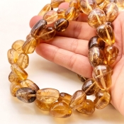 Whisky Quartz 10-19mm Smooth Nugget Shape A Grade Gemstone Beads Lot - Total 3 Strands of 24 Inch.