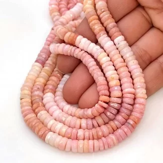 Pink Opal 5.5-6.5mm Faceted Wheel Shape A+ Grade Gemstone Beads Lot - Total 8 Strands of 16 Inch.