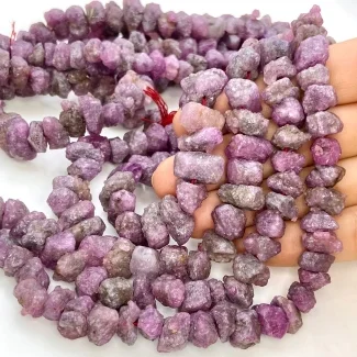 Ruby 7-12mm Rough Cut Nugget Shape AA Grade Gemstone Beads Lot - Total 8 Strands of 10 Inch.