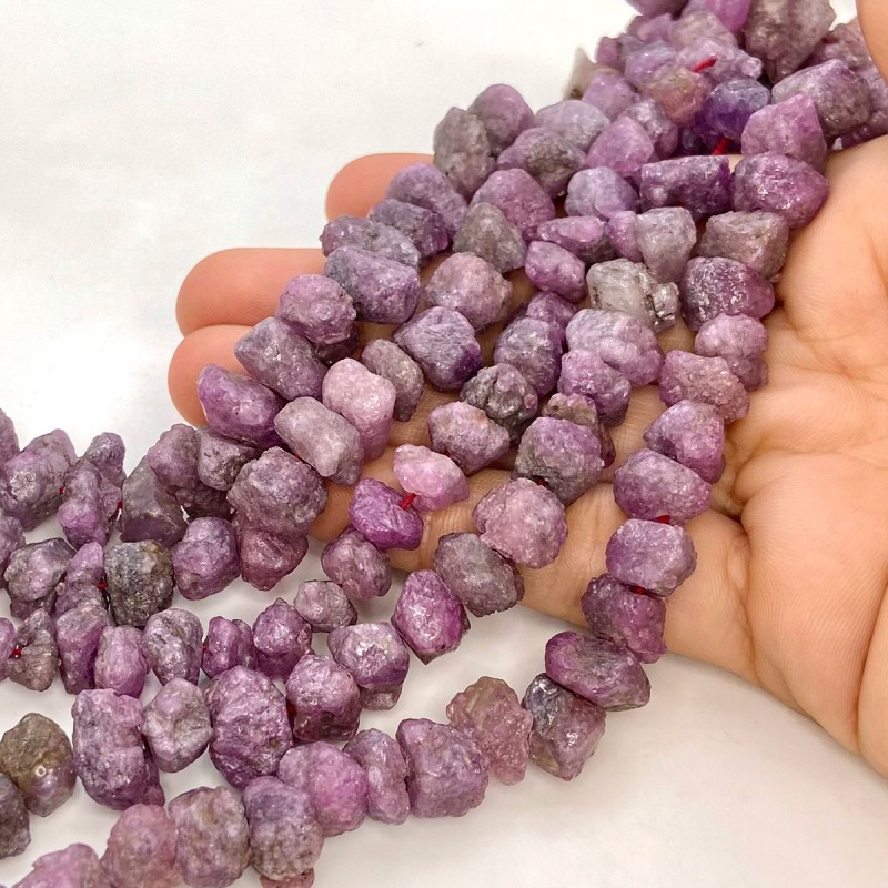 Ruby 9-15mm Rough Cut Nugget Shape AA Grade Gemstone Beads Lot - Total 6 Strands of 10 Inch.