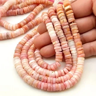 Pink Opal 7-7.5mm Smooth Wheel Shape AA Grade Gemstone Beads Lot - Total 8 Strands of 16 Inch.