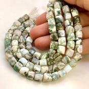 Tree Agate 6-7mm Faceted Cube Shape AA Grade Gemstone Beads Lot - Total 7 Strands of 8 Inch.