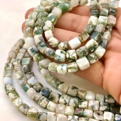 Tree Agate 6-7mm Faceted Cube Shape AA Grade Gemstone Beads Lot - Total 7 Strands of 8 Inch.