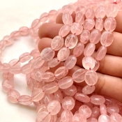 Rose Quartz 8-11mm Smooth Oval Shape AA Grade Gemstone Beads Strand - Total 1 Strand of 18 Inch.