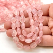 Rose Quartz 8-11mm Smooth Oval Shape AA Grade Gemstone Beads Strand - Total 1 Strand of 18 Inch.