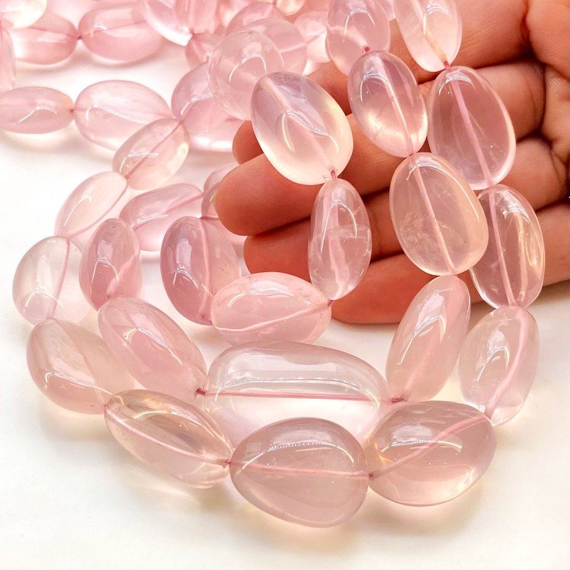 Rose Quartz 15-28mm Smooth Nugget Shape AAA Grade Gemstone Beads Strand - Total 1 Strand of 17 Inch.