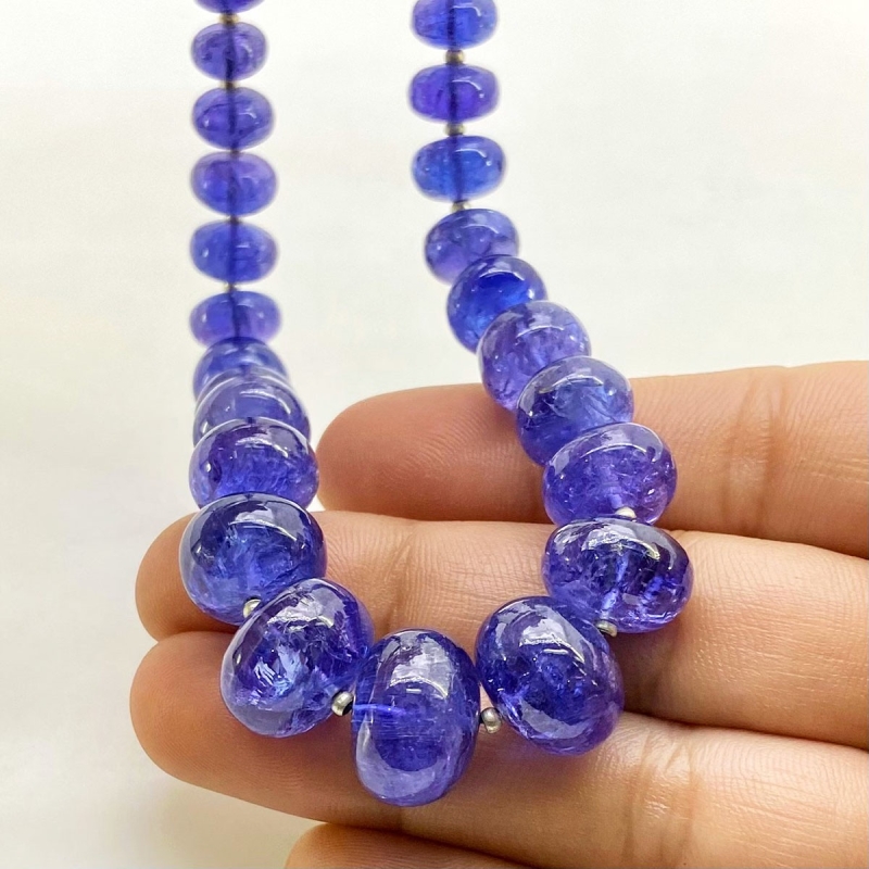 Tanzanite 7-14mm Smooth Rondelle Shape AA+ Grade Gemstone Beads Strand - Total 1 Strand of 8 Inch.