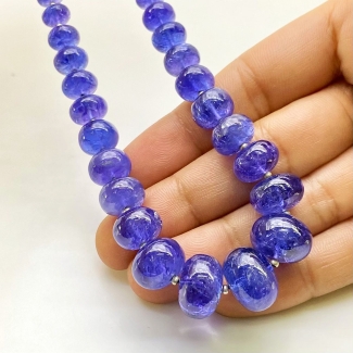 Tanzanite 7-14mm Smooth Rondelle Shape AA+ Grade Gemstone Beads Strand - Total 1 Strand of 8 Inch.