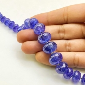 Tanzanite 7-14mm Smooth Rondelle Shape AA+ Grade Gemstone Beads Strand - Total 1 Strand of 8 Inch.